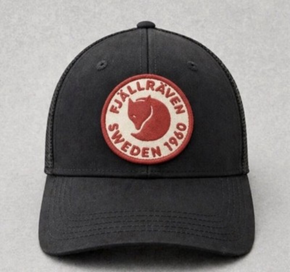 Fjallraven 1960 Logo Trucker Hat Black Red Patch Snapback Adjustable Mesh Cap